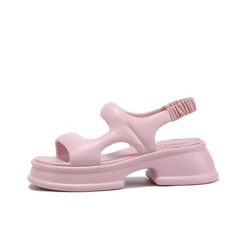 BELLALILY Beach Sandals Women's Pink White Mustard Green