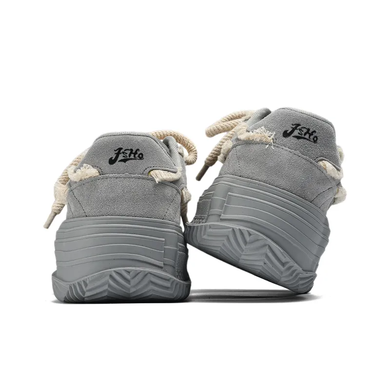 Fang Sanhuo Slip Resistant Cushioning Wear Resistant Height Increasing Low Top Skateboard Shoes Unisex Gray-5