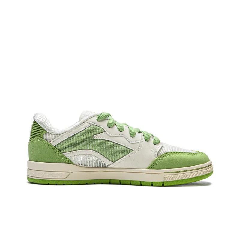 LiNing Wave Pros Cushioning Wear-Resistant Low-Top Skateboard Shoes Women's Green Ecru-1