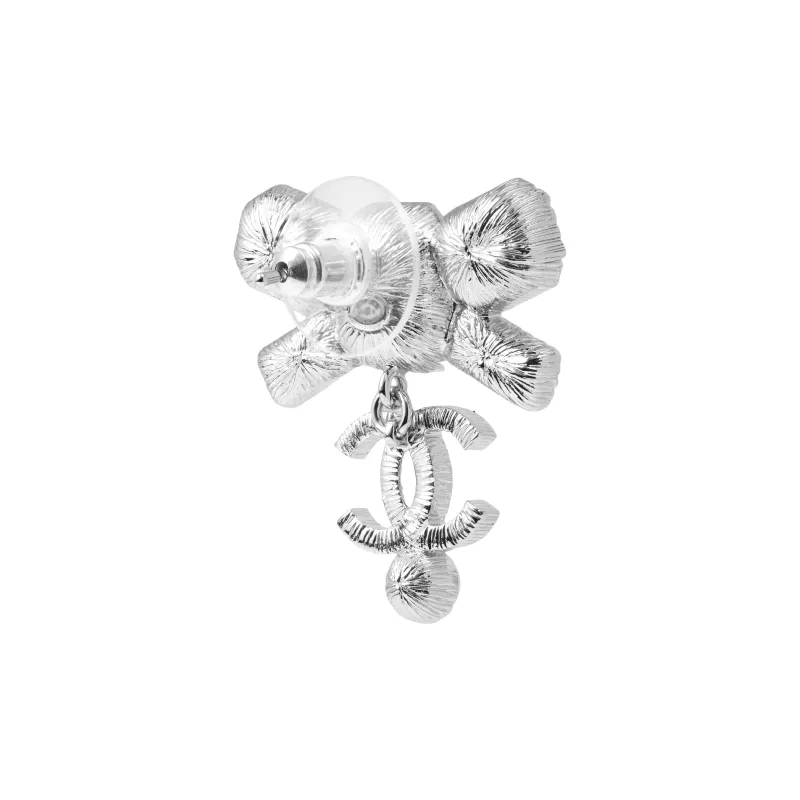 CHANEL Metal Earrings Women's Black-3
