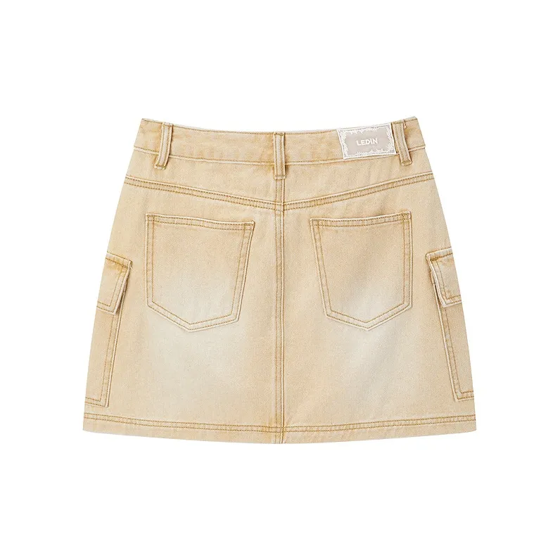 LEDIN Denim Short Skirts Women's Ginger Yellow-1