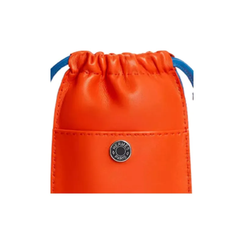 HERMES Pilo Milo Lambskin Swift Calfskin Cell Phone Pouch Women's Gourd Orange/French Blue/Orange Red/Saddle Equipment-1