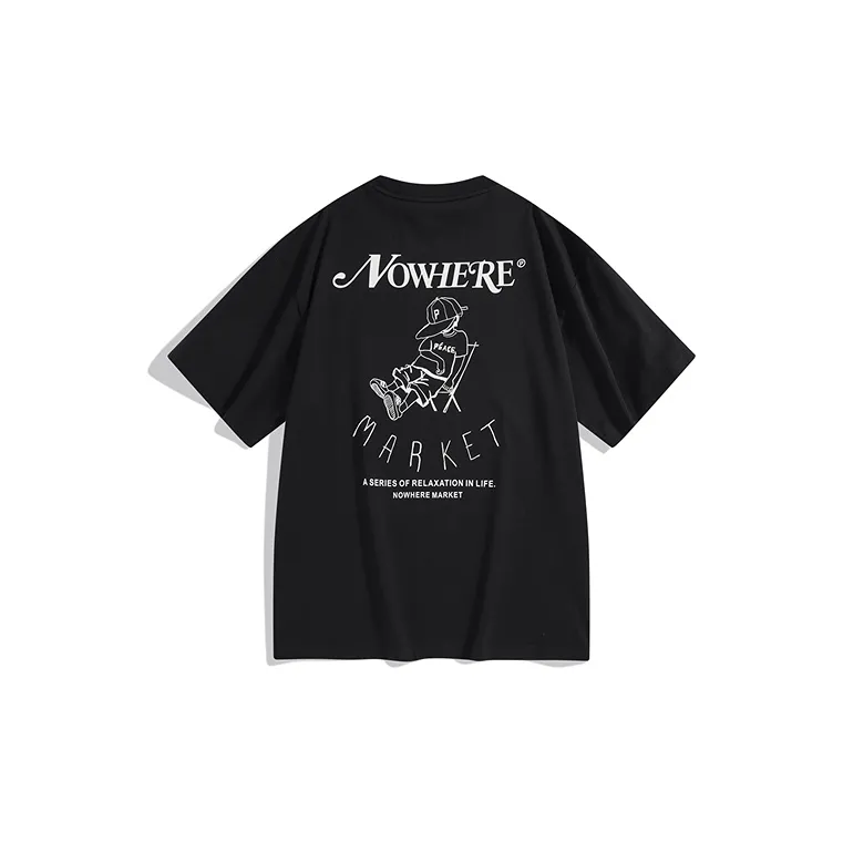 PEACEBIRD MEN T-Shirts Men Black 1 Loose Fit-1