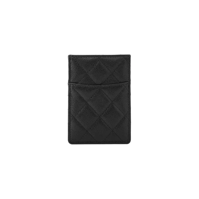 CHANEL Litchi Leather Calfskin Coin Purse, Card Holder Women's Black-2