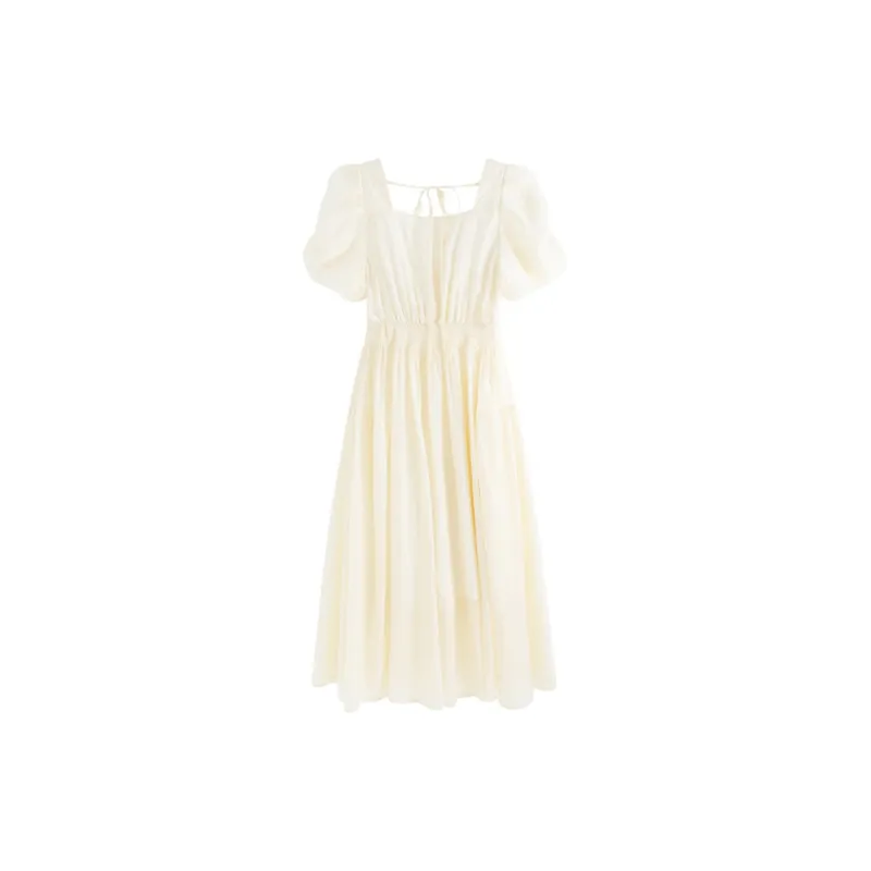 DOSOHEB Dress Women's Beige Yellow-1