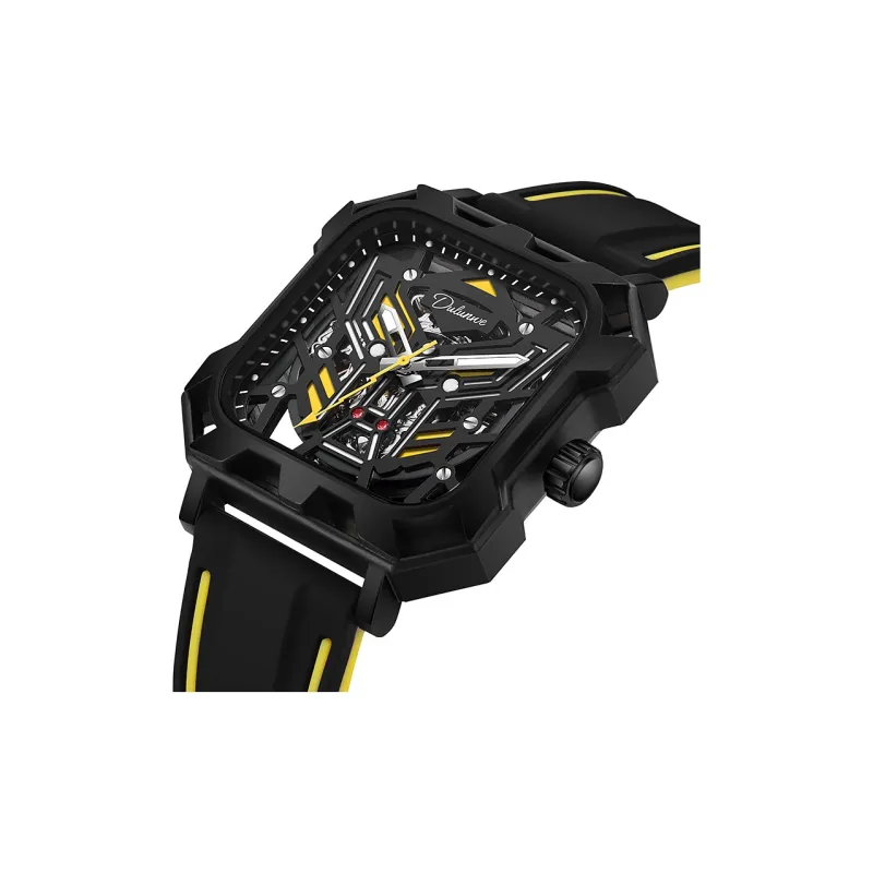Dulunwe Space Mecha Collection Automatic Mechanical Movement Silicone Strap Watch Men's Watches Black Dial-16