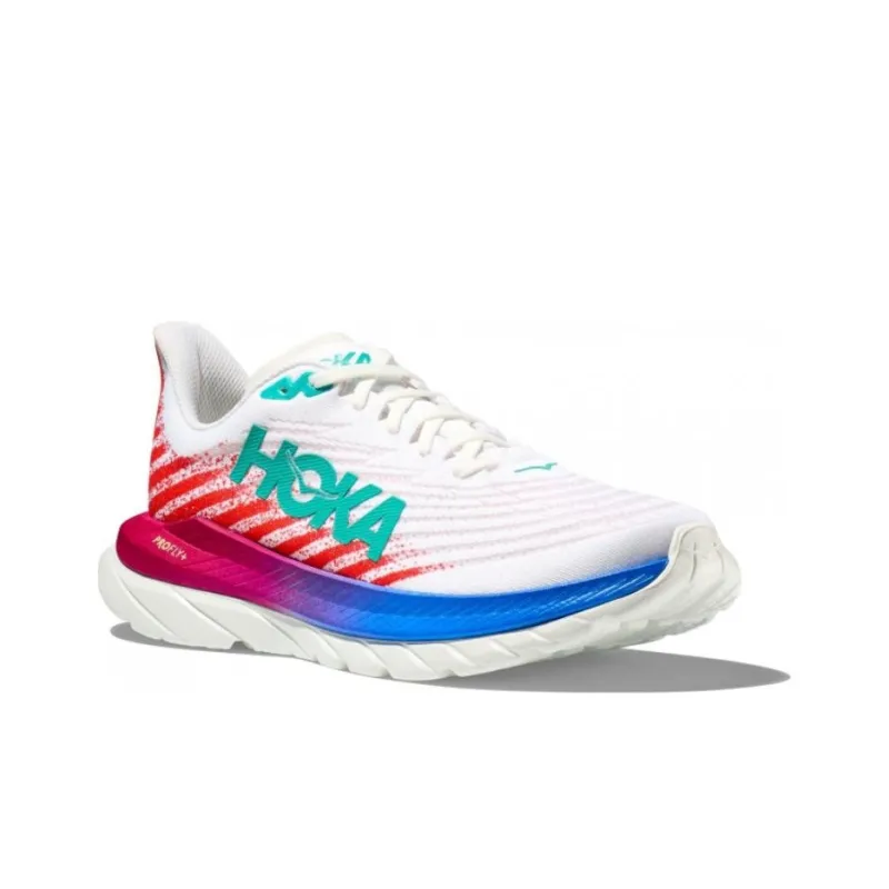 HOKA ONE ONE Mach 5 Wide 2E Cushioning, Wear Resistant Low Top Running Shoes Men's White Red Green-2