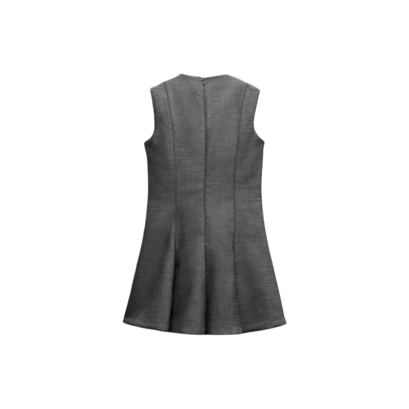 ZARA Sleeveless Dress Women's Zebra Print Gray-1