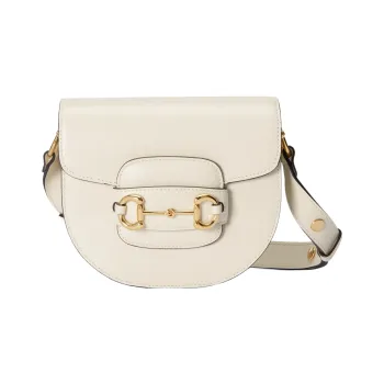 GUCCI Horsebit 1955 Leather Handbag Shoulder Bag Crossbody Bag Mini Women's White