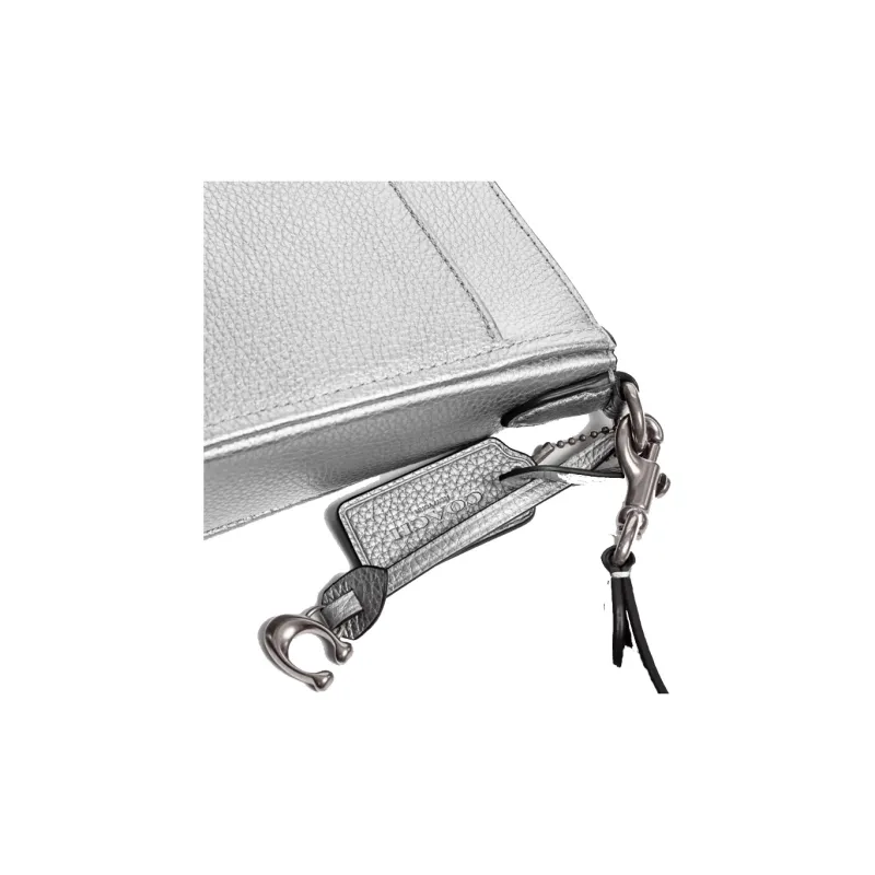 COACH Chaise Pebbled Leather Crossbody Bags Trumpets Women's Metal Silver-3