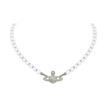 Vivienne Westwood Platinum Plated Crystal Necklaces Women's White