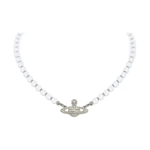 Vivienne Westwood Platinum Plated Crystal Necklaces Women's White