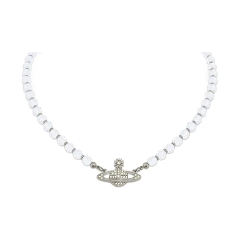 Vivienne Westwood Platinum-Plated Crystal Necklaces Women's White-0