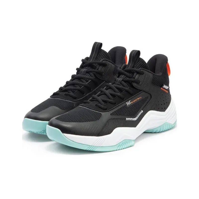 361° Cushioned Slip Resistant Low Top Basketball Shoes Men's Black White-2