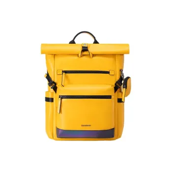 SAMSONITE Cow Leather Travel Bags Backpack Large Size Men's Yellow