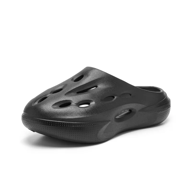 QIAODAN Poison Tooth Slippers Quick Dry Slip Resistant Abrasion Resistant Quiet Slide Slippers Men's Black-2