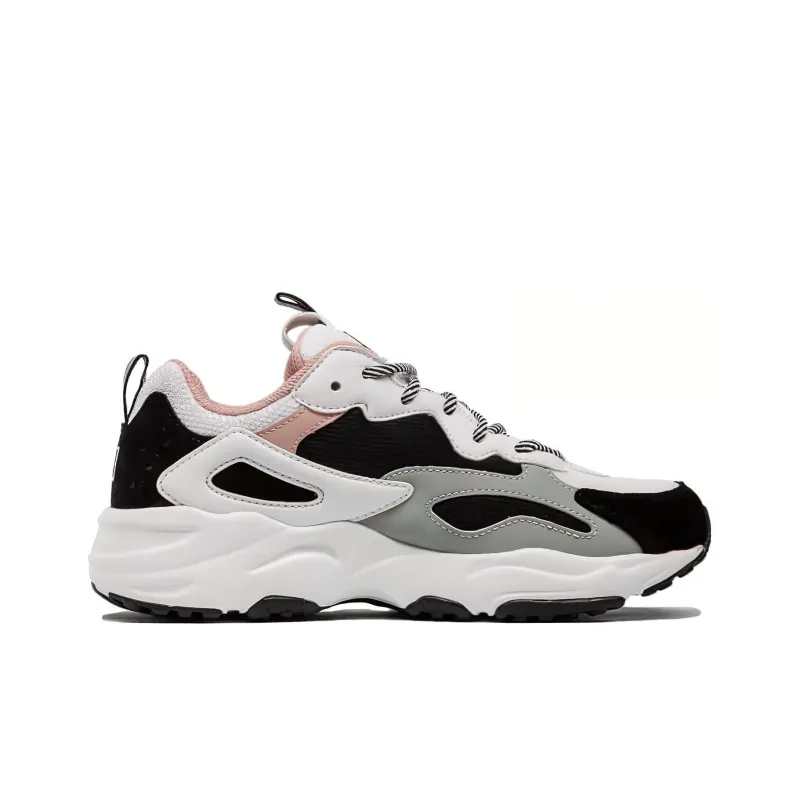 FILA Ray Anti Slip Wear Resistant Lightweight Breathable Low Top Casual Shoes Women's Black White Pink-1