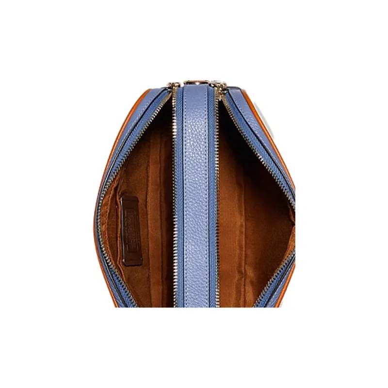 COACH Jes Leather Camera Bag Shoulder Bag Crossbody Bag Medium Size Women's White Blue Orange-4