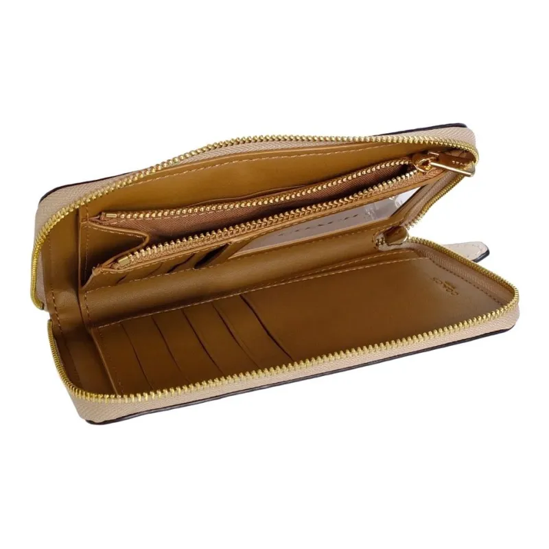 COACH Zip Around Canvas Clutch Card Holder Wallet Medium Size Women's Khaki-4