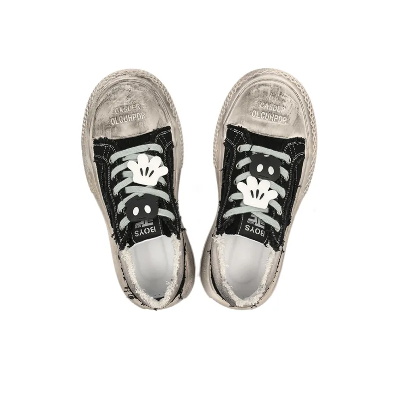 Lady's House Breathable Low-Top Canvas Shoes Men's Black-3