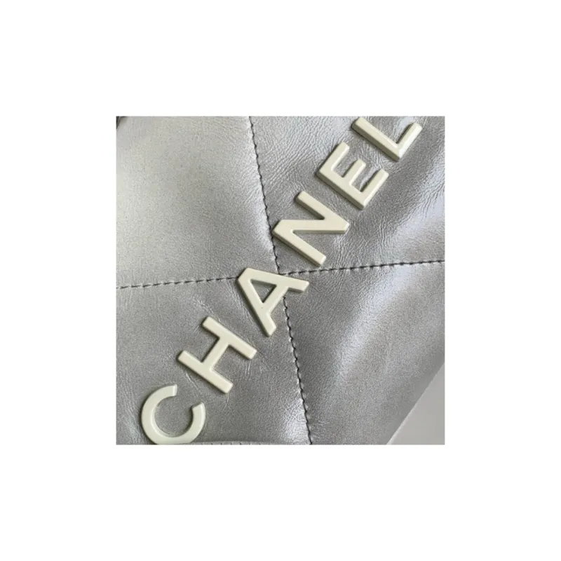 CHANEL 22Bag Calfskin Bucket Bag, Shoulder Bag, Crossbody Bag Mini Women's Silver & White-5