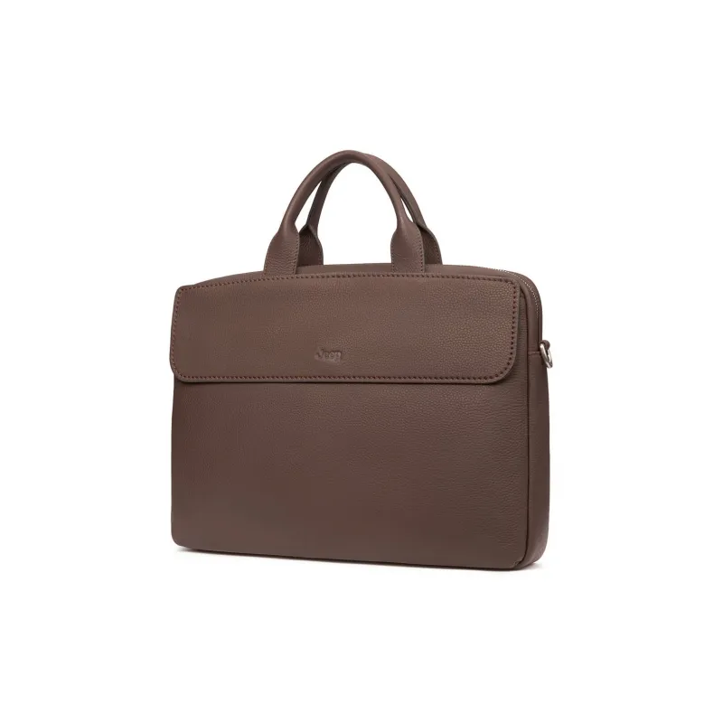 Jeep Top Grain Cow Leather, Pure Cow Leather Laptop Bag, One Shoulder Handbag Regular Men's Coffee-2