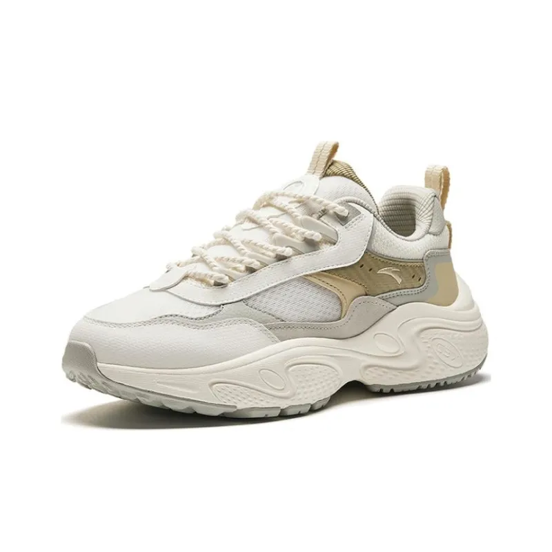 Anta Stars Cushioning Wear-Resistant Low-Top Casual Shoes Men's White Gray Yellow-1