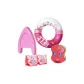 Kickboard+Back Float+Arm Floats+Swim Ring Four-Piece Set Pink