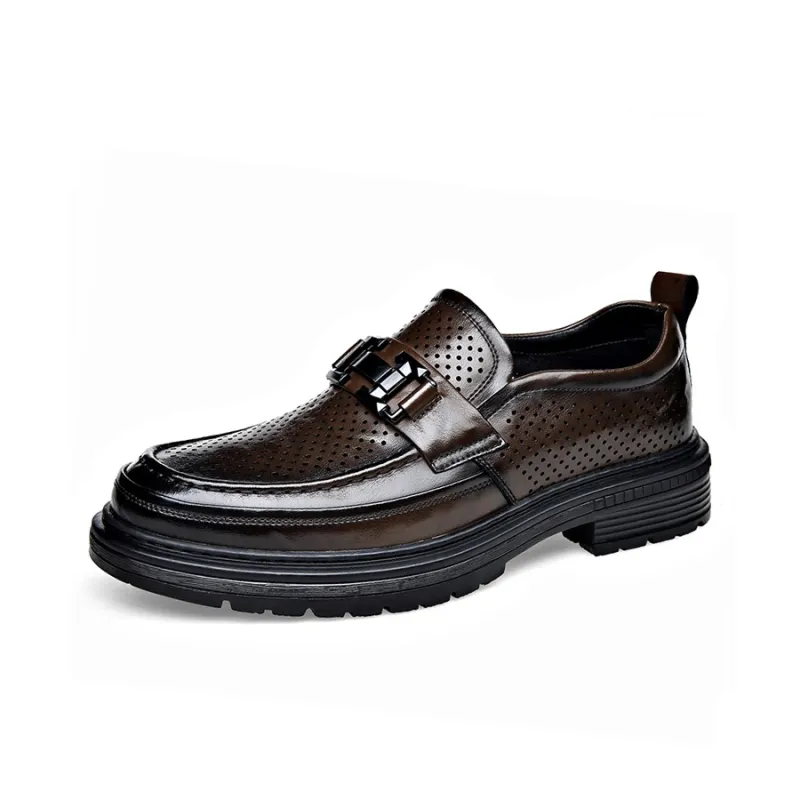 GZZ Dress Shoes Men Low Top Black/Brown-6