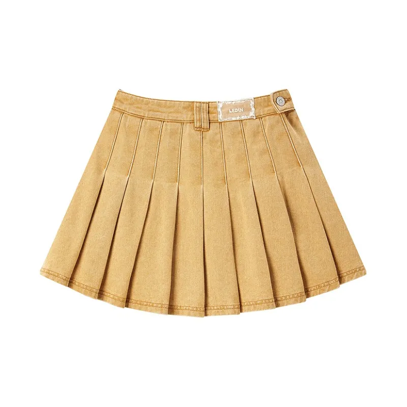 LEDIN Denim Short Skirts Women's Ginger Yellow-1