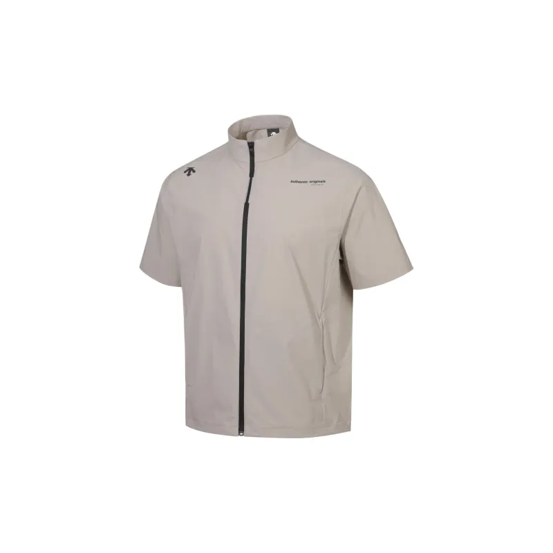 DESCENTE Basic Woven Short Sleeve Full Zip Up T Shirt Men's-2
