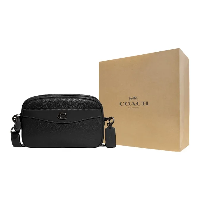 COACH Camera Leather With Suede Camera Bag, Shoulder Bag, Crossbody Bag Medium Size Women's Black-5