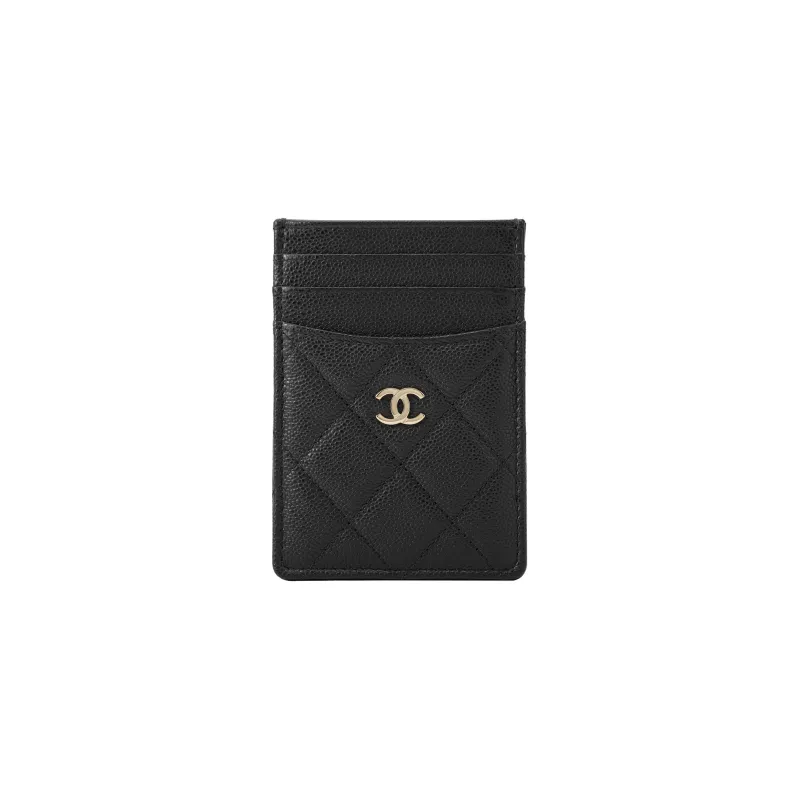 CHANEL Litchi Leather Calfskin Coin Purse, Card Holder Women's Black-0