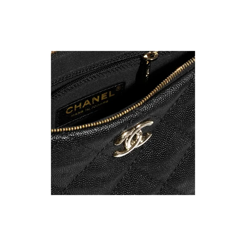 CHANEL Grain Cow Leather Hobo Hippie Bag, Handbag, Shoulder Bag Trumpets Women's Black-4