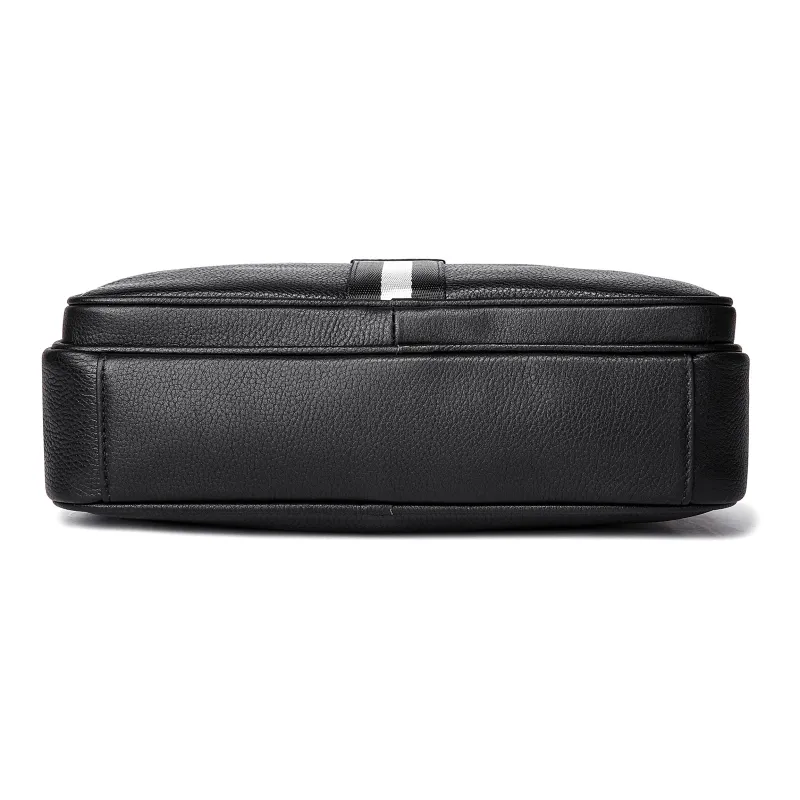 Ace Paul Top Grain Cow Leather Shoulder Bag Crossbody Bag Handbag Medium Size Unisex Black-4