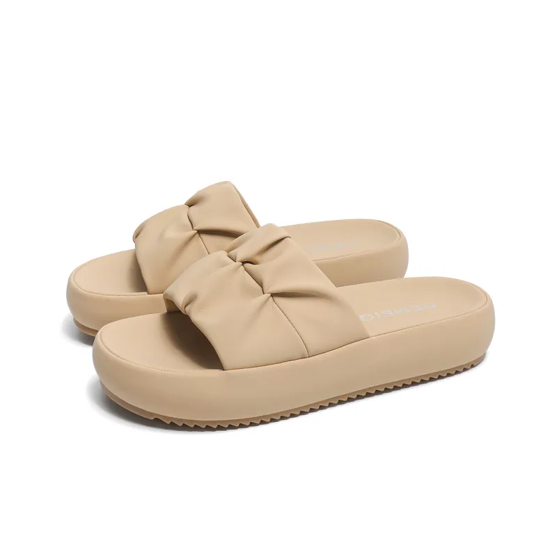 GEMEIQ Slide Slippers Women's Elephant Gray/Ecru/Apricot-13