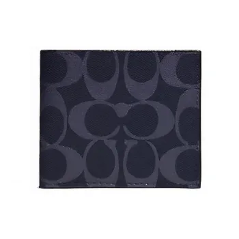 COACH Billfold Wallet Leather Wallet Men's Navy Blue