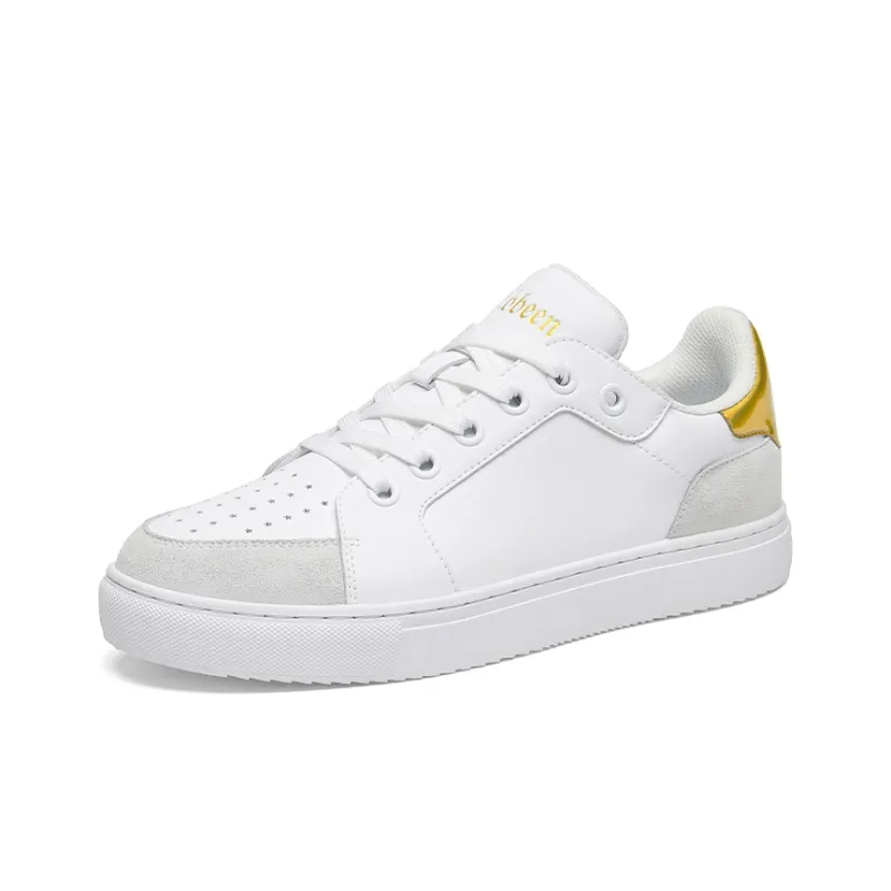 Cabbeen Durable Breathable Low-Top Skateboard Shoes Men's White-2
