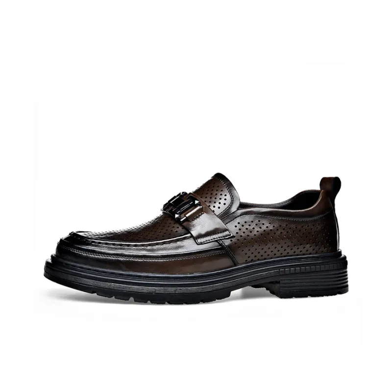 GZZ Dress Shoes Men Low Top Black/Brown-5