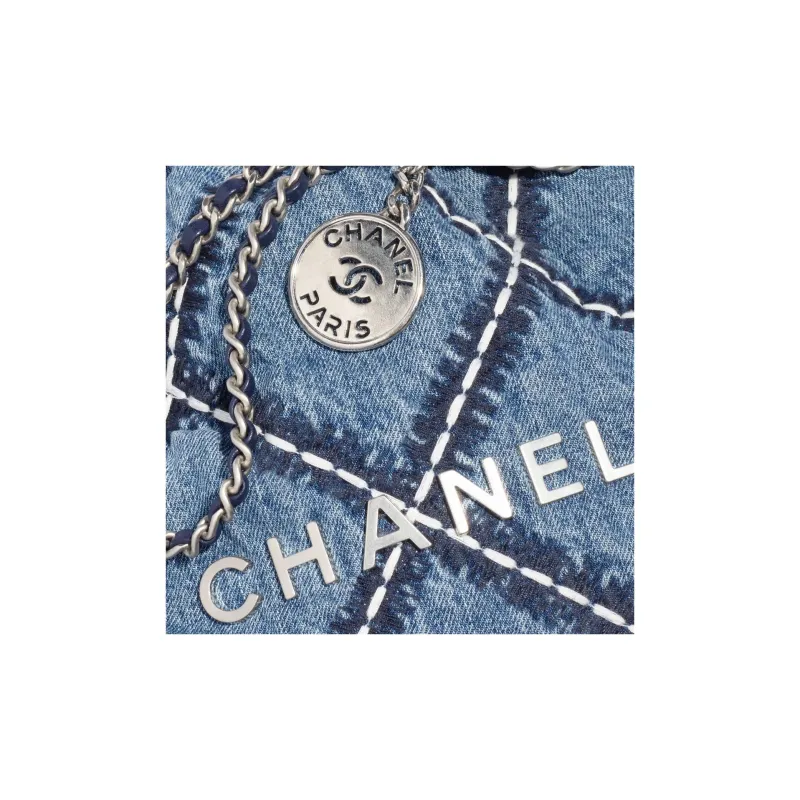CHANEL Denim & Metal Bucket Bag, Shoulder Bag, Crossbody Bag Mini Women's Blue-3