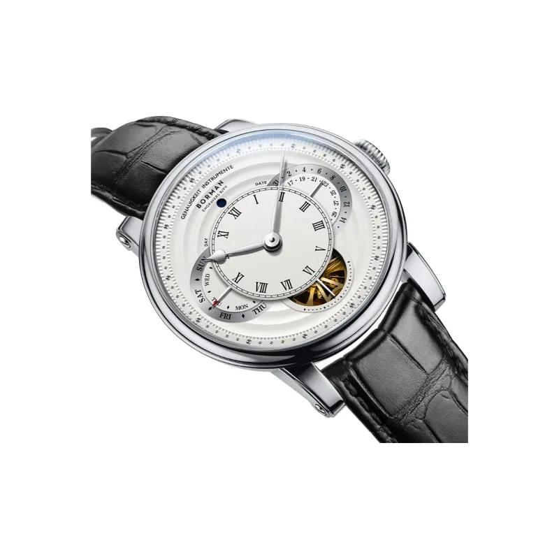 BORMAN Automatic Mechanical Movement Genuine Leather Strap Watch Men's Watches Black Dial-2