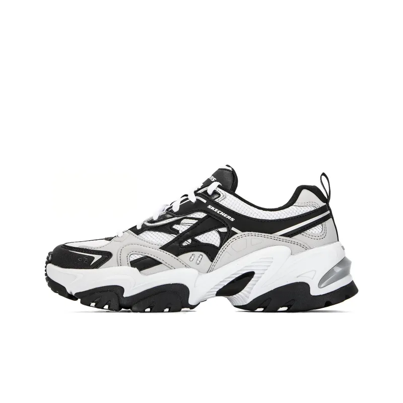 Skechers Stamina V2 1.0 Cushioning Anti Slip And Wear Resistant Low Top Chunky Sneakers Women's Black White-0