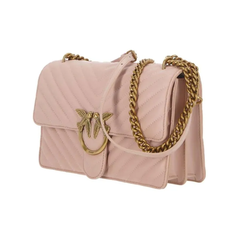 PINKO Nappa Leather Cow Leather Shoulder Bag Crossbody Bag Women's Pink-1