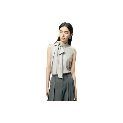 SENTUBILA Chiffon Shirts Women's Milk Tea Gray