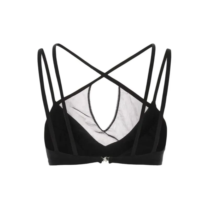 The Attico Mesh panel Criss cross Bralette Top-1