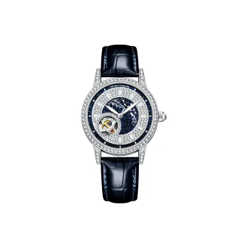 McElo Infinite Universe Cygnus Automatic Mechanical Movement Genuine Leather Strap Watch Women's Watch Blue Dial