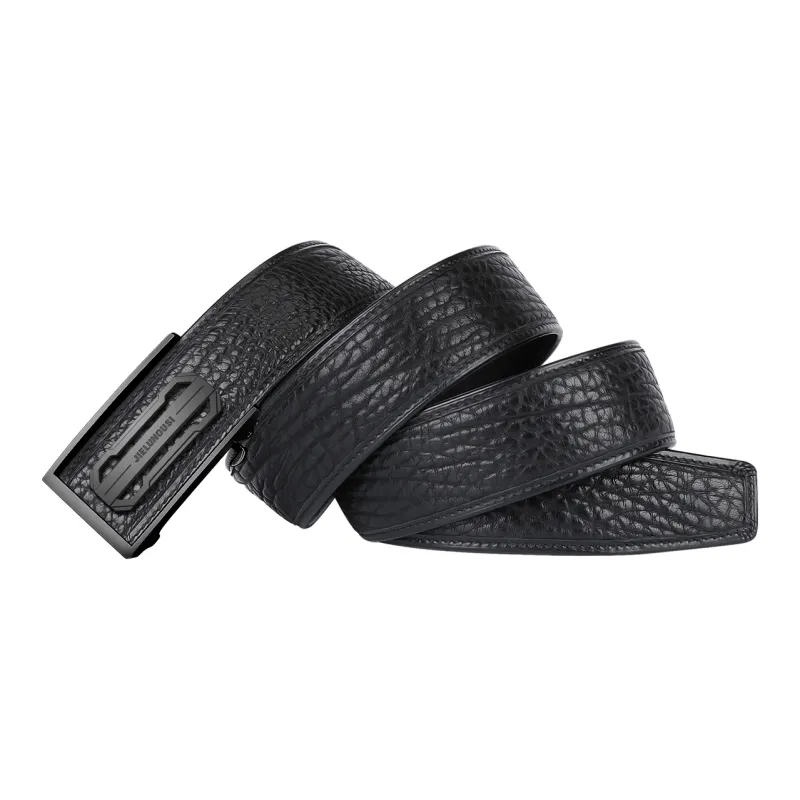 Jaylen Oos Stainless Steel Snap Business Tough Buffalo Leather Pants Leather Belts Men's-15