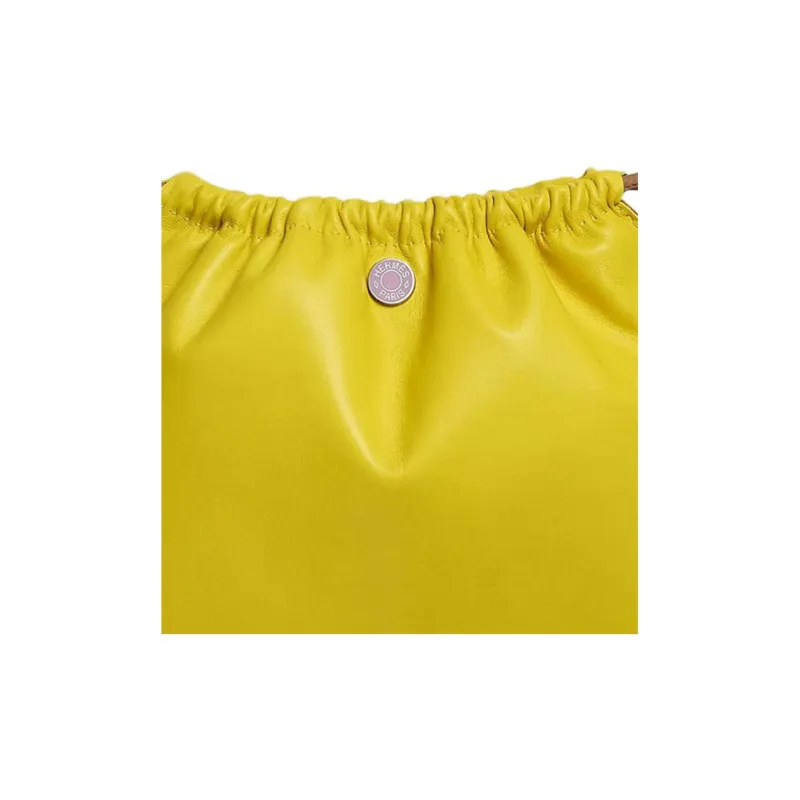 HERMES Pilo Milo Lambskin Swift Calfskin Makeup Bags Clutches Women's Lemon-1