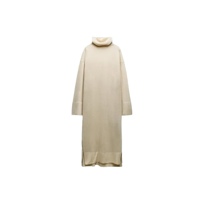 ZARA Long-Sleeved Dresses Women's Beige-1