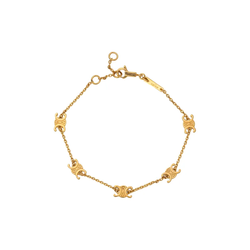 CELINE Triomphe Mini Triomphe Bracelet In Brass With Gold Finish-0